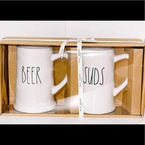 Rae Dunn BEER stein mug set white